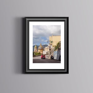 Retro Red Fiat Convertible Car Summer| Amalfi Coast Italy |Wall Art | Wall Decor | Italian red fiat Classic Car | Travel Digital Print