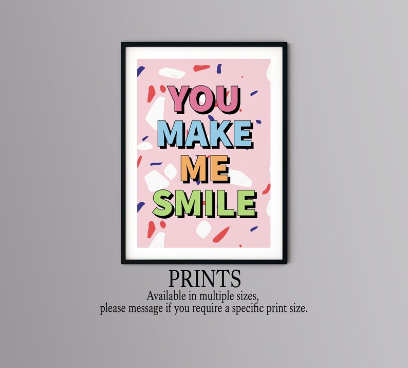 Motivational Quotes to Inspire You Make Me Smile Wall Art Vertical