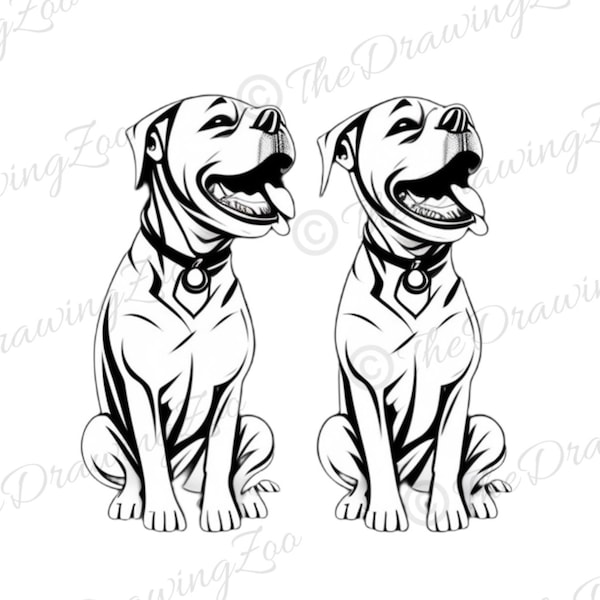 Pitbull Dog Vector Graphics Wall Art Clipart SVG PNG JPEG - Instant Digital Download