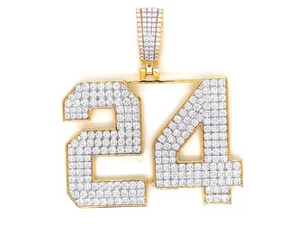 Colgante de número de la suerte personalizado con hielo | Colgante artesanal de oro de 10 quilates y diamantes | Joyería personalizada | Regalo perfecto para San Valentín y cumpleaños.