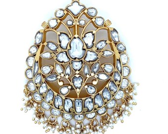 Regal 925 Silver Necklace Earring Set | 22K Gold Vermeil | Uncut Lab Diamond Pearl Jewelry | Vintage Royal Wedding Gift