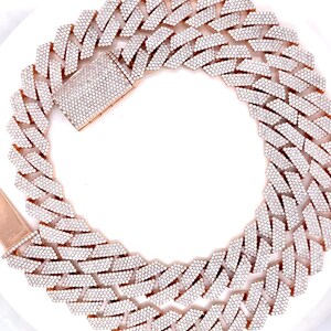 16 mm Iced Out Cuban Chain dla mężczyzn | 10-karatowe różowe złoto | Naturalne lub laboratoryjne diamenty | Niestandardowy rozmiar | Micro Pave | Ręcznie robiony | Darmowa wysyłka