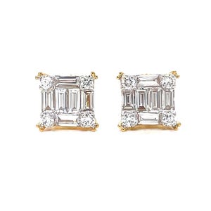 Aretes de diamantes en oro de 10 quilates, aretes de diamantes con engaste de puntas, aretes de diamantes genuinos, aretes de uso diario, lujosos aretes de diamantes.