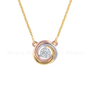 14K Yellow Gold Diamond Necklace & Earring Set | Natural HI-VS Diamonds | Elegant Tri-Colour Jewelry | Gift for Her | Fine Gold Set|Blingory