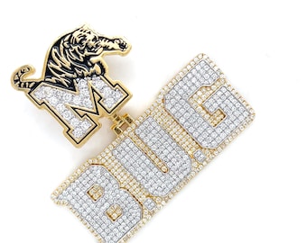 Custom make mens name plate necklace, certified lab diamond rapper men jewelry, iced out hiphop name pendant.