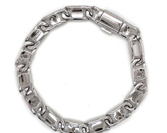 950 Platinum Tiger Eye Link Bracelet 8 mm | Handmade Solid Platinum Chain | Luxury Men's Jewelry | Custom Gift for Him