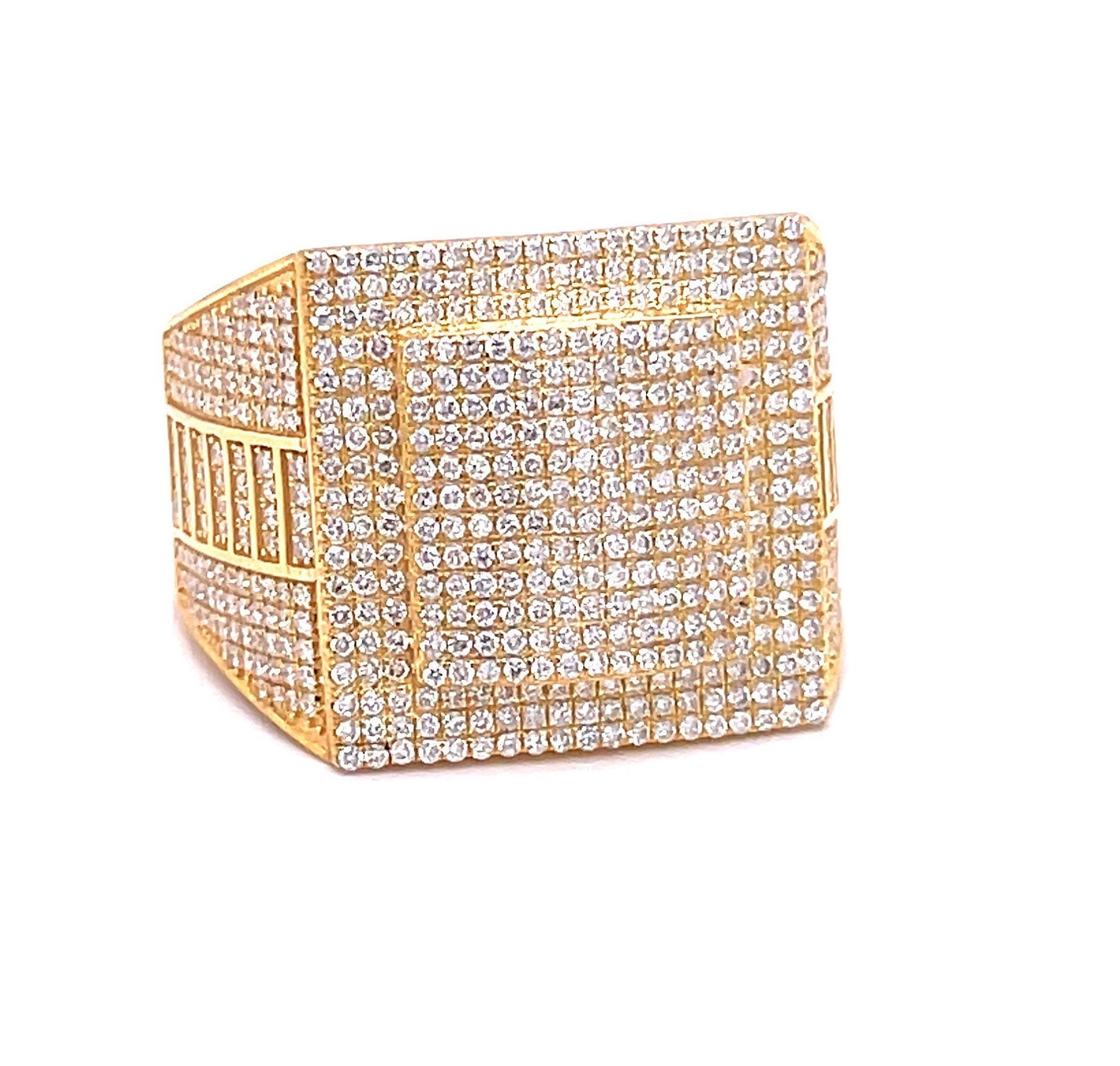 Luxury Men's Diamond Ring | 10K Solid Gold Statement Ring | Iced Out EF Natural Diamonds | Hip Hop Bling | Custom Gold Ring for Him.