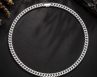950 Platinum Chain Necklace 22 Inch | 6mm Cuban Link Chain | Solid Platinum Men's Necklace | Handmade Luxury Jewelry Gift for Him