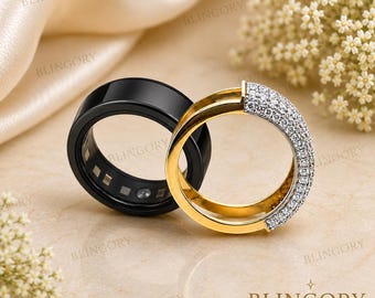 Oura Ring Jacket for Gen 5 Smart Ring | 14K Solid Gold 1.50CT Diamond Protector Band | Cluster Ring Cover | Anniversary Gift for Him & Her.