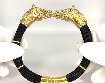 Mens 18K Gold Horse Bracelet | Handmade Art Deco Cuff | Luxury Openable Bracelet | Wealth & Luck Gift | Custom Fine Jewelry