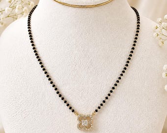 18Kt Gold Diamond Mangalsutra, Minimalist Indian Jewelry with Certified Lab-Grown Diamonds, Elegant Necklace, Anniversary Gift for Her