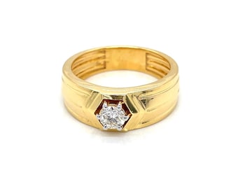 Mens Diamond Ring 14K Gold | Elegant Luxury Ring for Him | Timeless Statement Jewelry for Wedding or Anniversary
