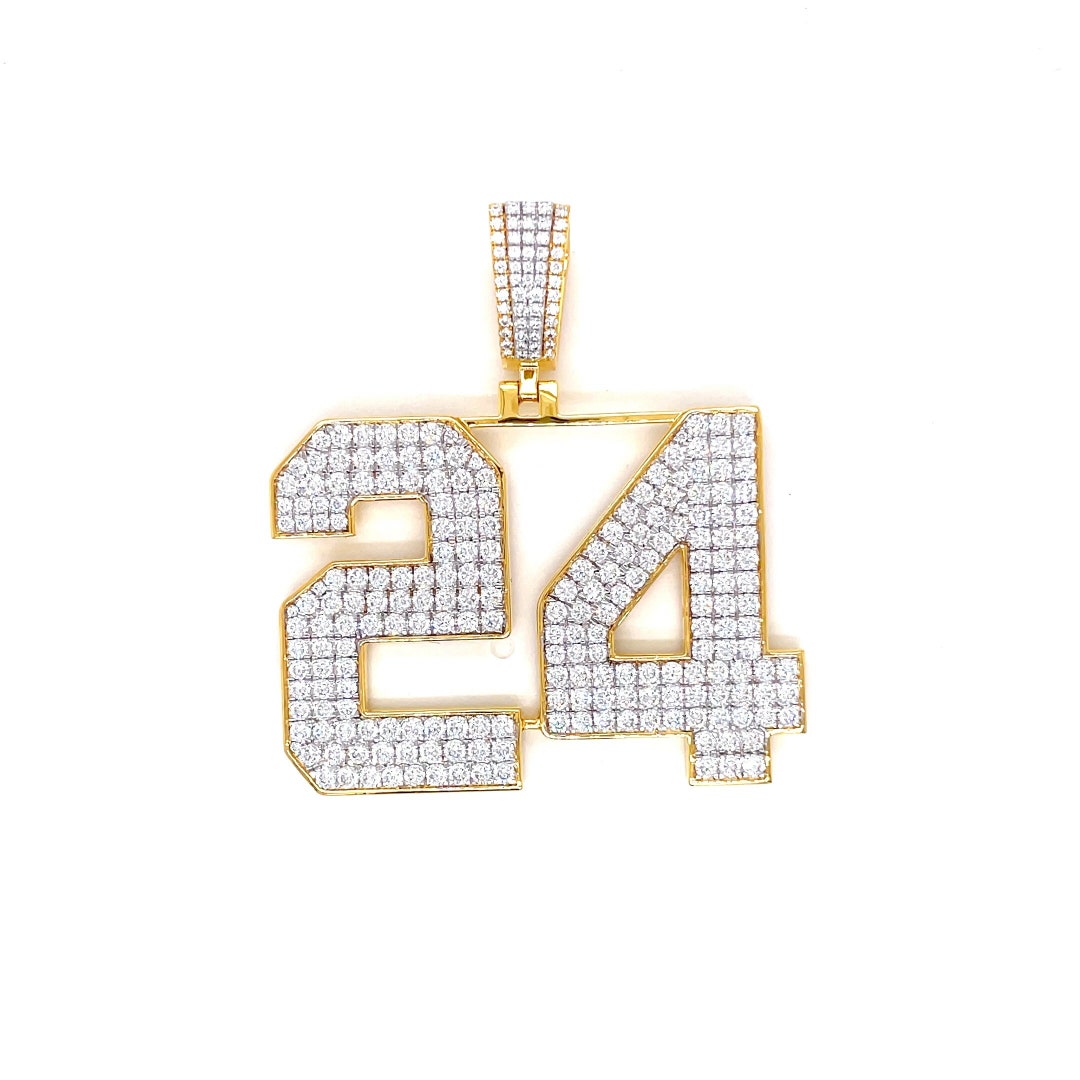 Custom Iced Out Lucky Number Pendant | Handcrafted 10K Gold and Diamond ...