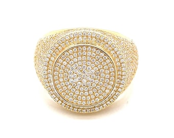 Yellow Gold Iced Out Men&#39;s Diamond Pinky Ring -10K Solid Gold | Bling Bling Hip Hop Jewelry | Custom Little Finger Ring| Shipping Worldwide