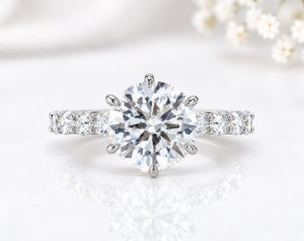 3.50 CT Round Cut Lab Made Diamond Engagement Ring, 14k Solid Gold Ring, IGI Certified E VVS Diamond Wedding Ring, Anniversary Gift For Her.