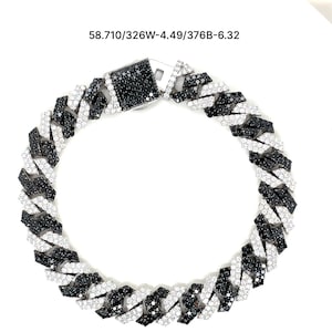 Bransoletka męska z ogniw kubańskich | Czarno-białe diamenty | Dwukolorowa Iced Out | Niestandardowe 10-karatowe złoto | Ręcznie robiona spersonalizowana biżuteria |