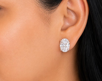 5Ct Oval Diamond Studs | 14K Yellow Gold Womens Fine Jewelery | Bridal Diamond Studs | Fancy Cut Diamond | Certified Diamond Jewelry