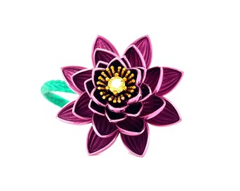 Large Purple Enamel Flower Ring 925 Sterling Silver Fancy Yellow Lab Diamond Vintage Statement Ring Custom Handmade Jewelry