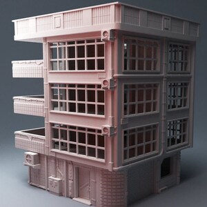 Apartment Building Miniatures Terrain for Modern, Pulp, or Post-Apocalypse Wargames 3D Printed in 28mm Scale  by Corvus Games