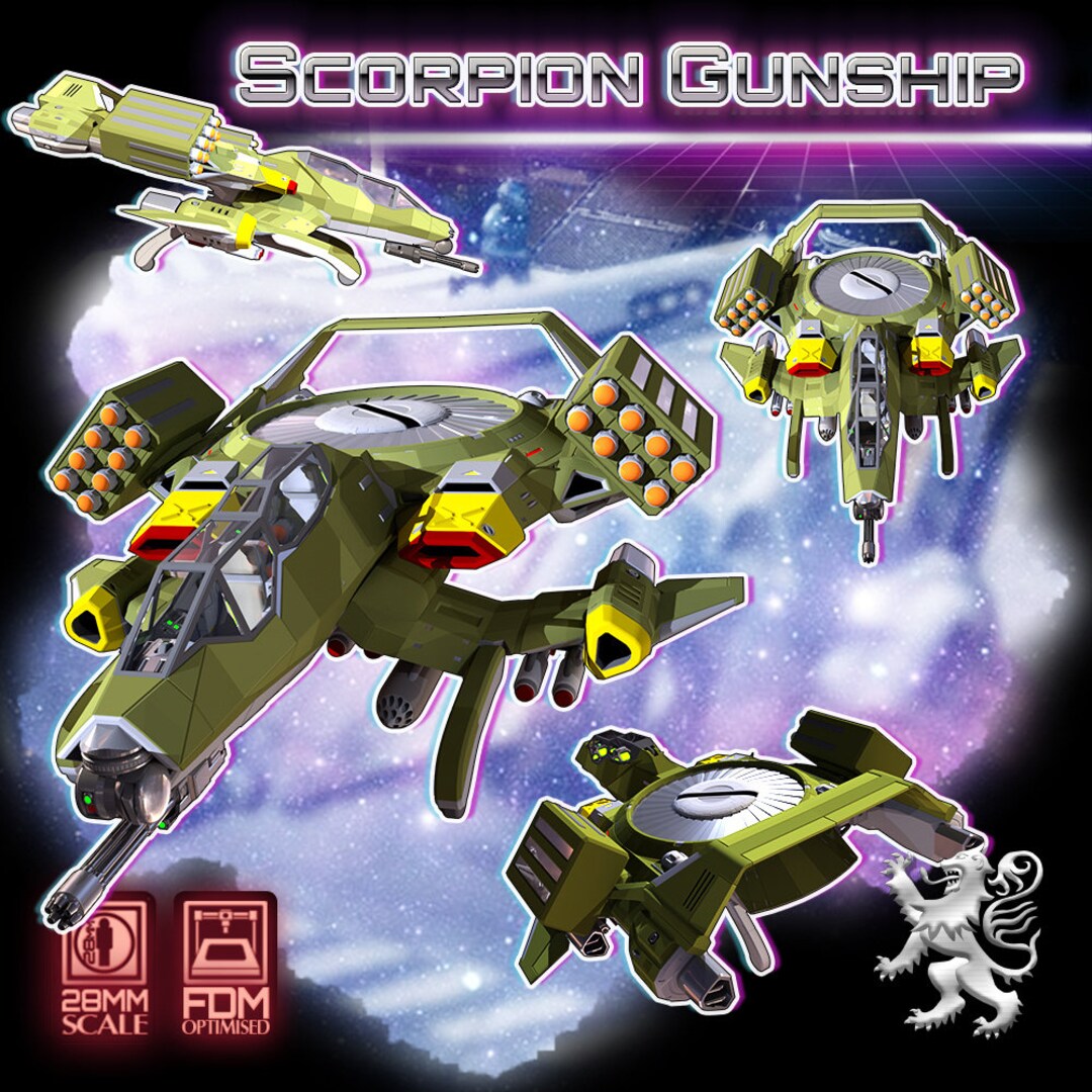Wolfram AH-222G Scorpion Gunship Science Fiction Miniature Spaceship ...