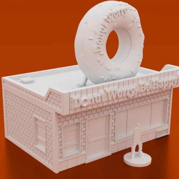 Donut Shop Miniatures Terrain for Post or Zombie Apocalypse 3D Printed in 28mm Scale  by Corvus Games