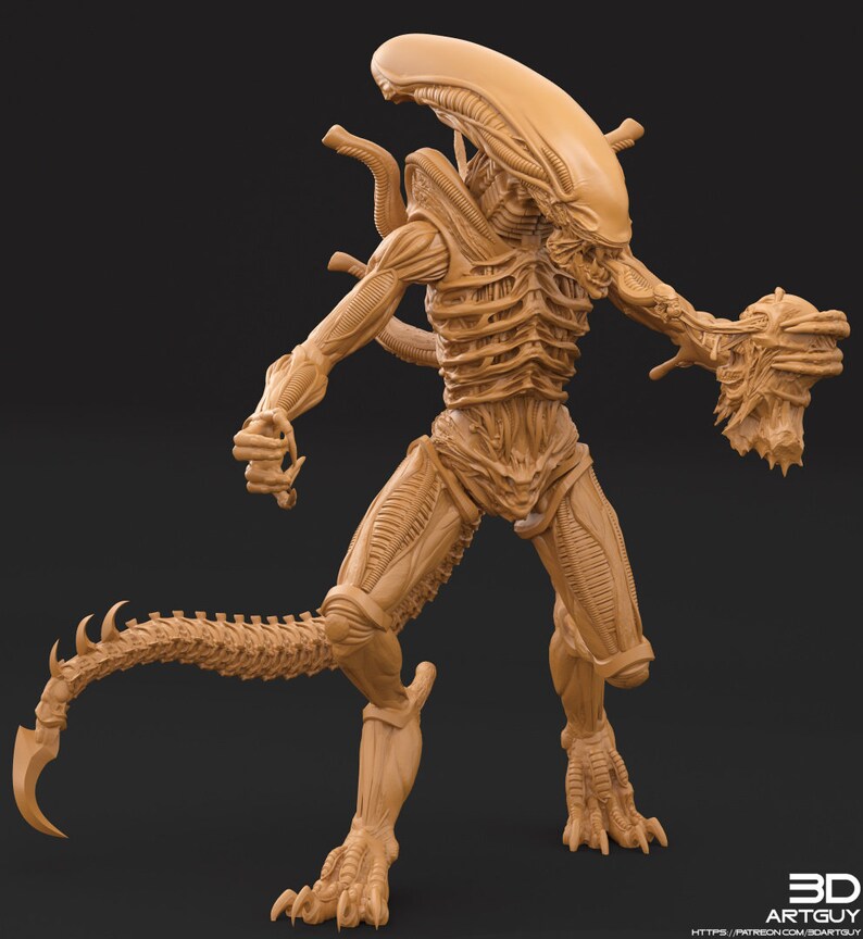 Alien Xenomorph Display Model Printed Miniature in 75mm by 3D Art Guy