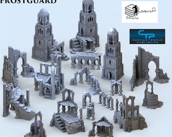 Frostguard Ruins Complete Set Wargame Terrain 3D Printed in 28mm Ideal for Frostgrave