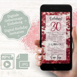 Digital invitation to the birthday | eCard 20. 30. 40. 50. birthday | Whatsapp Birthday Invitation | Animated Birthday Invitation Card