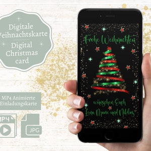 Digitale kerstkaart ecard | Digitale wenskaart voor Kerstmis als MP4-video | Kerstkaart gepersonaliseerd met tekst en naam