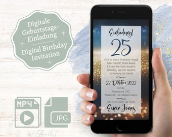 Digital invitation birthday | eCARD 20. 25. 30. 40. 50. 60. Birthday Party Invitation | Whatsapp invitation | Animated invitation card