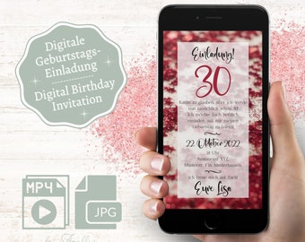 Digital invitation to the birthday | eCard 20. 30. 40. 50. birthday | Whatsapp Birthday Invitation | Animated Birthday Invitation Card