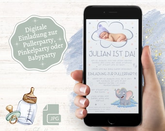 Baby shower invitation - digital invitation card for easy sending via Whatsapp or email | Digital invitation for baby shower