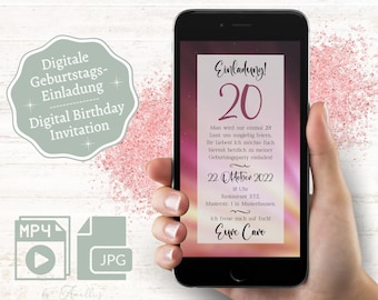 Digital invitation birthday | eCARD 20. 25. 30. 40. 50. 60. Birthday Party Invitation | Whatsapp invitation | Animated invitation card