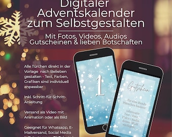 Digitaler Adventskalender für Whatsapp, Instagram etc. | Canva Vorlage personalisierbarer Adventskalender | DIY Weihnachtskalender digital