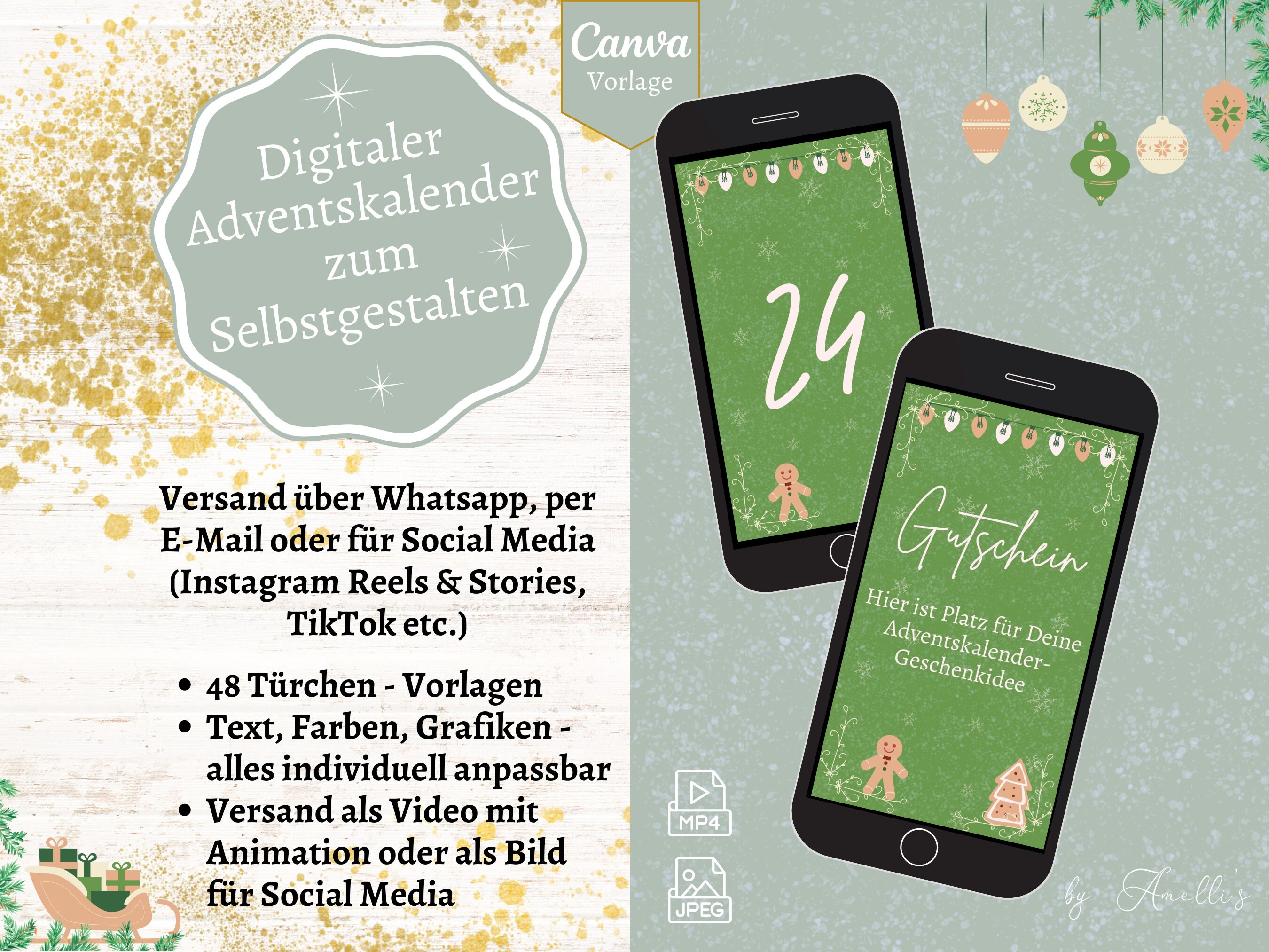 Digitaler Adventskalender für Whatsapp, EMail oder Instagram Stories