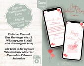 Digitale Valentinstagskarte | Canva Vorlage Valentinskarte | eCard Valentinstag | Digitales Valentinstag Geschenk zum Selbstgestalten
