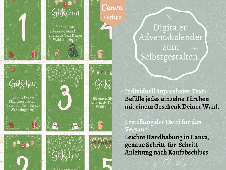 Digitaler Adventskalender für Whatsapp E-Mail oder Instagram - Etsy.de