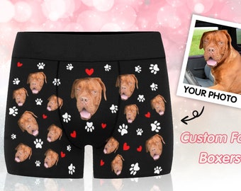 Personalized Boxer Briefs With Dog Face,Custom Boxer With Pet Face,Boxer Briefs With Photo For Boyfriend,Custom Underwear With Face For Him