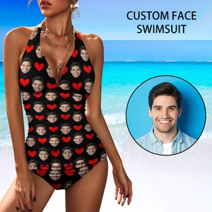 Custom Bride Swimsuit with Face Personalized Photo on Brides Swimwear, Bachelorette Party Swimsuits,Birthday/Anniversary/Bachelorette Gifts