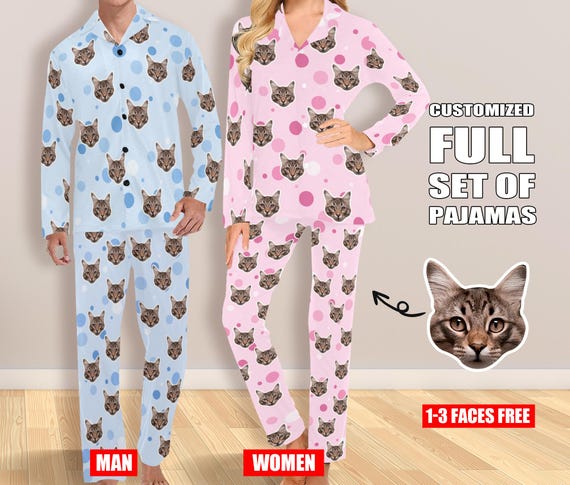 Ensemble de pyjama photo homme femme personnalise visage personnalise sur l ensemble de pyjama pyjama personnalise visage de chien haut de pyjama personnalise image cadeau de fete des meres Etsy Franc...