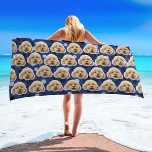 Custom Dog Face Beach Towel: Personalized Pet Photo Quick-Dry Towel