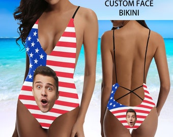 Personalisierter Badeanzug mit Foto Passen Sie Nationalflagge Bikini Geburtstag / Jubiläum Geschenk für Frauen Frau an