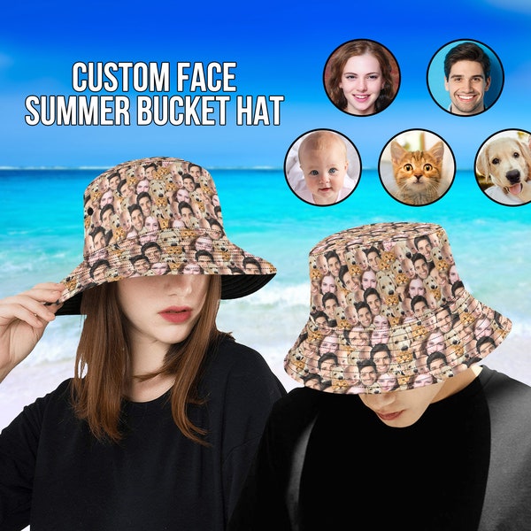 Custom Face Bucket Hat,Personalized Pet Photo Bucket Hat,Bridal Party Bucket Hat,Bachelorette Party Bucket Hat,Holiday Bucket Hat for Family