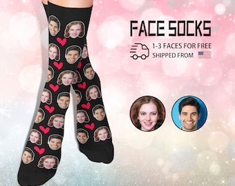 Custom Face Socks With Couple,Personalize Photo Sock,Face for Men and Women,Funny Pet Socks, Father's Day, Dad, Gift for Him Couple Picture