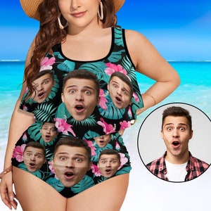 Custom Face Plus Size Swimsuit: Personalized Photo Bathing Suit