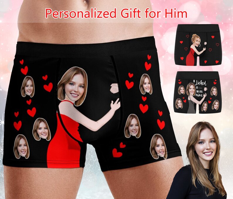 Custom Boxer Briefs for Men Personalized Face Photo Print Underwear, Design Funny Anniversary Birthday Gift for Boyfriend Gift for Husband