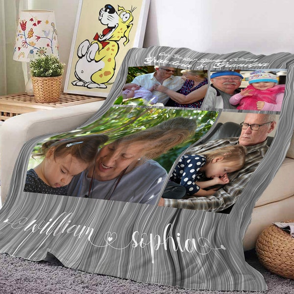 Custom Photo Blanket for Grandparents,Best Grandpa or Grandma Collage Blanket,Christmas Special Gift,Nana Blanket,Gift for Nana,Mother's Day