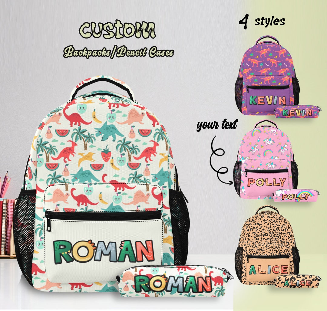 Custom Cute Backpack With Name, Personalized Name School Bag for Kids