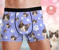 Personalized Cat Face Boxer Briefs, Custom Pet Photo Underwear for Husband, Funny Birthday gift