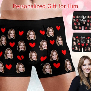 Custom Face Boxer Briefs Personalized Photo Print Underwear Design Funny Boxers with Picture Popular Gift for Boyfriend Gift for Husband